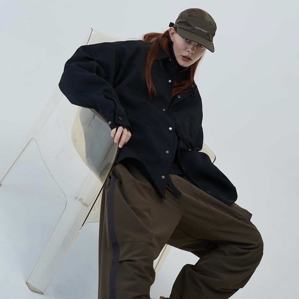 “GNV-13”SOFTBOX 寬口袋襯衫#黑色 [GOOPI-23SS-JAN-01]