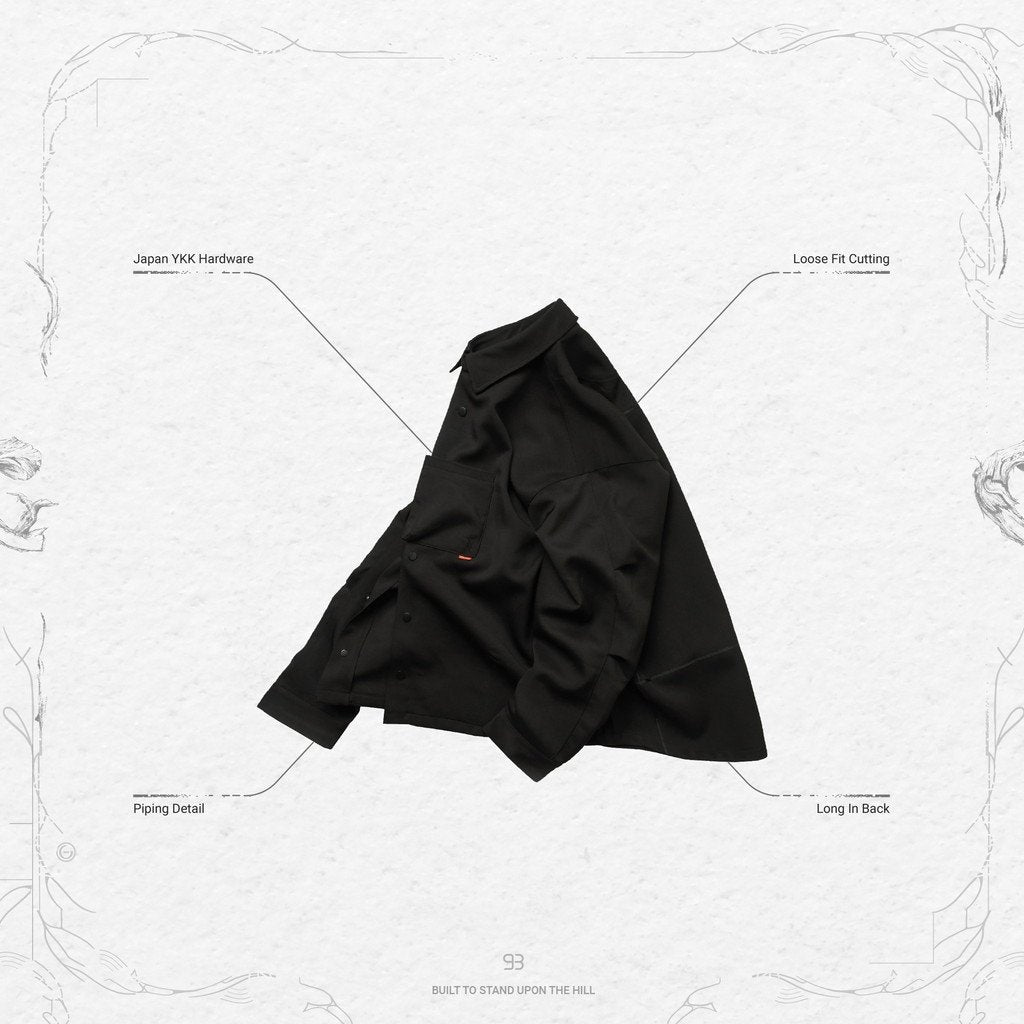 “GNV-13”SOFTBOX 寬口袋襯衫#黑色 [GOOPI-23SS-JAN-01]