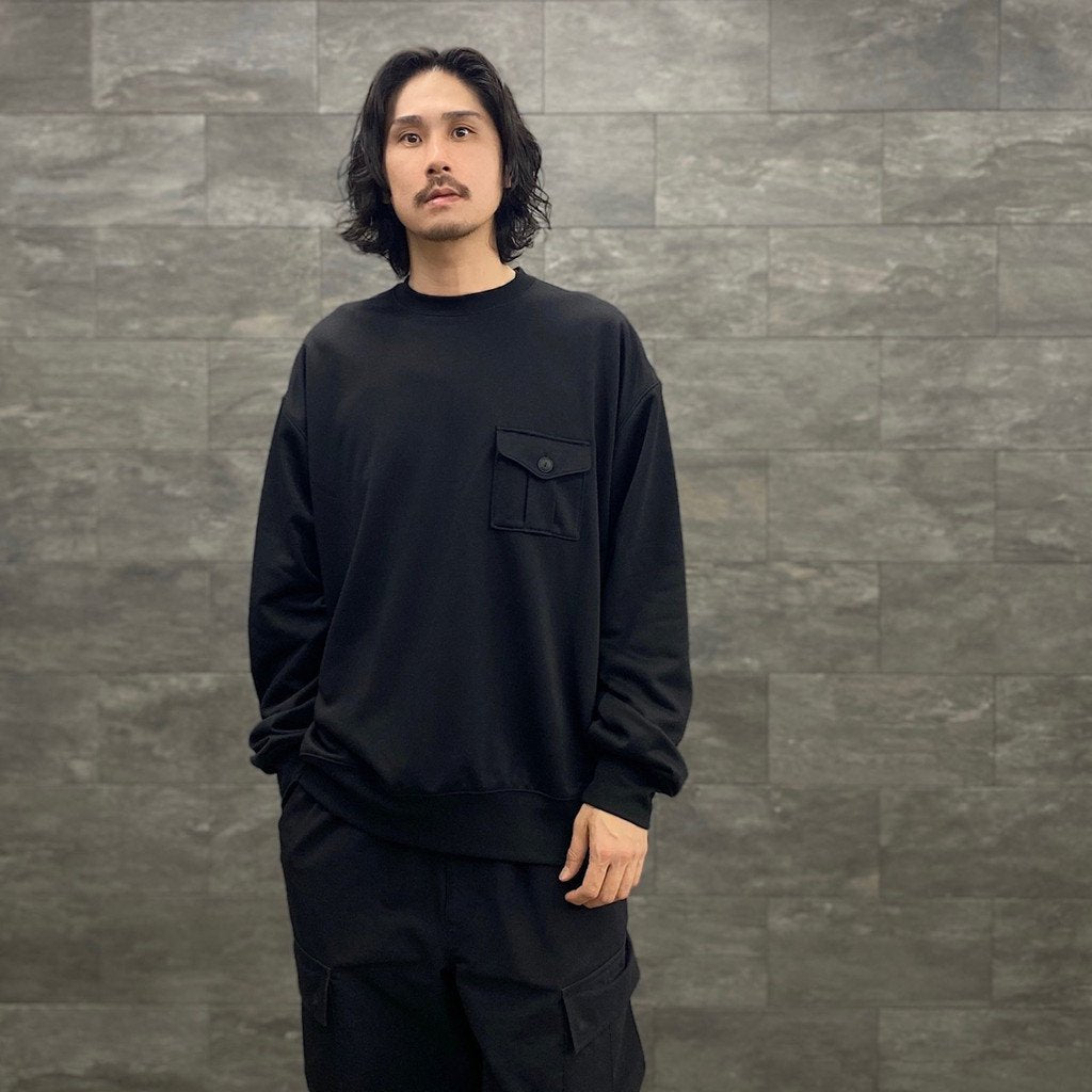 TECH SWEAT MIL POCKET CREW #BLACK [BE-53023]