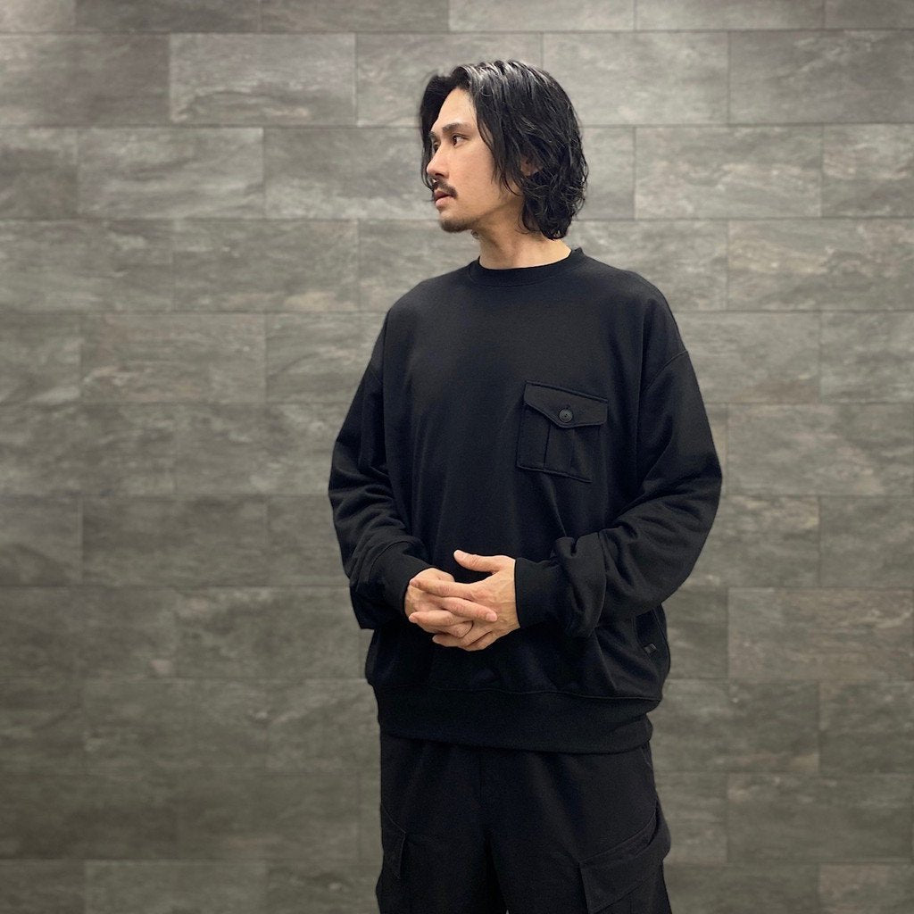TECH SWEAT MIL POCKET CREW #BLACK [BE-53023]