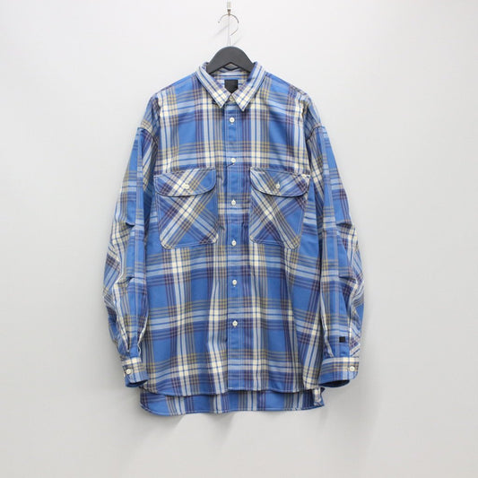 TECH ELBOW PATCH WORK SHIRT FLANNEL #BLUE CHECK [BE-87023]