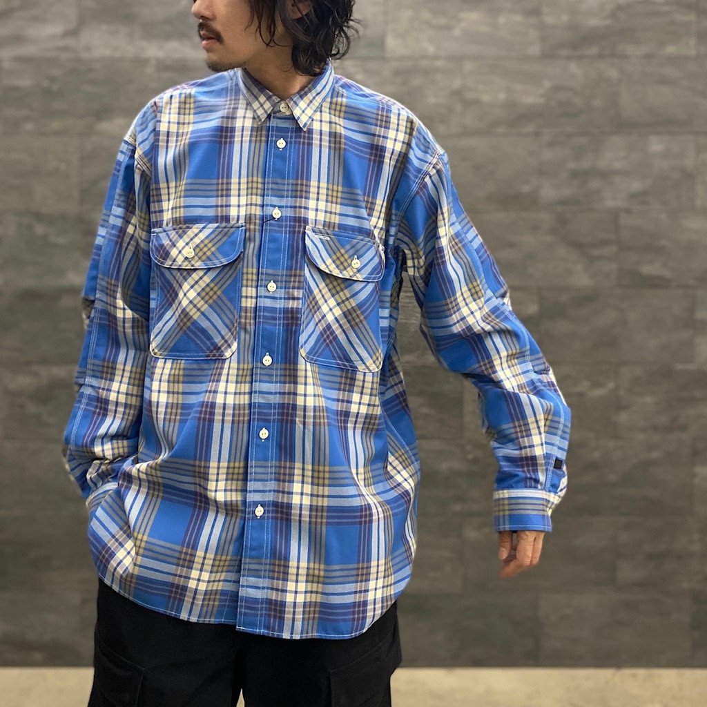 TECH ELBOW PATCH WORK SHIRT FLANNEL #BLUE CHECK [BE-87023]