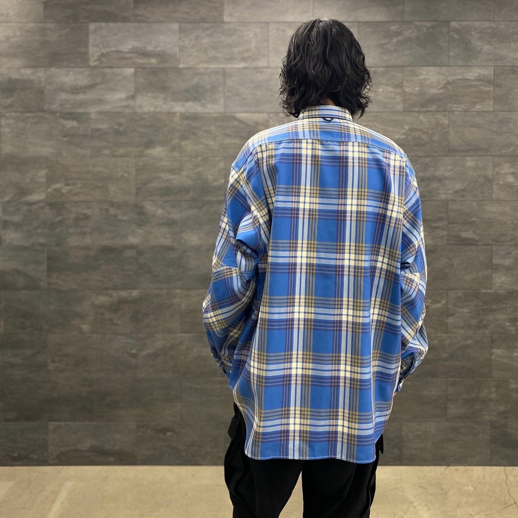 TECH ELBOW PATCH WORK SHIRT FLANNEL #BLUE CHECK [BE-87023]