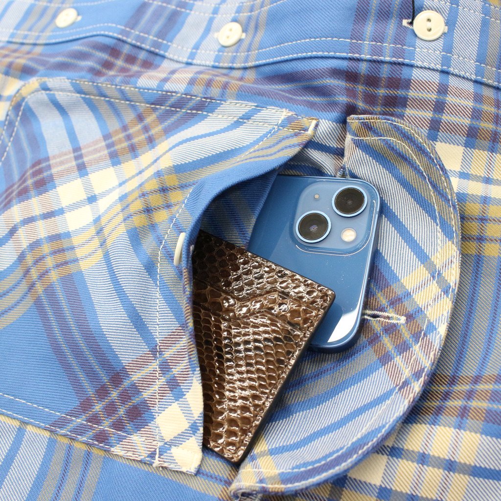 TECH ELBOW PATCH WORK SHIRT FLANNEL #BLUE CHECK [BE-87023]