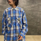 TECH ELBOW PATCH WORK SHIRT FLANNEL #BLUE CHECK [BE-87023]