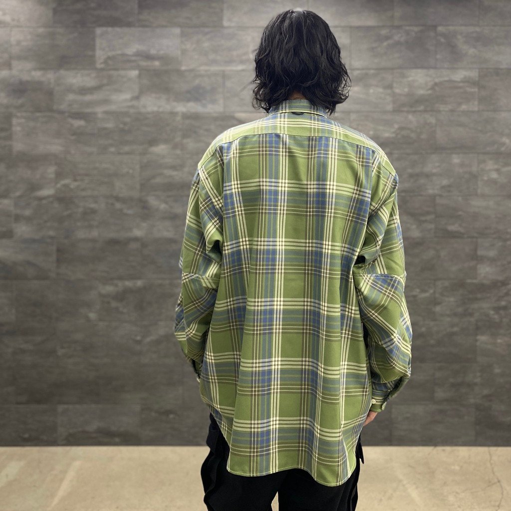 TECH ELBOW PATCH WORK SHIRT FLANNEL #GREEN CHECK [BE-87023]