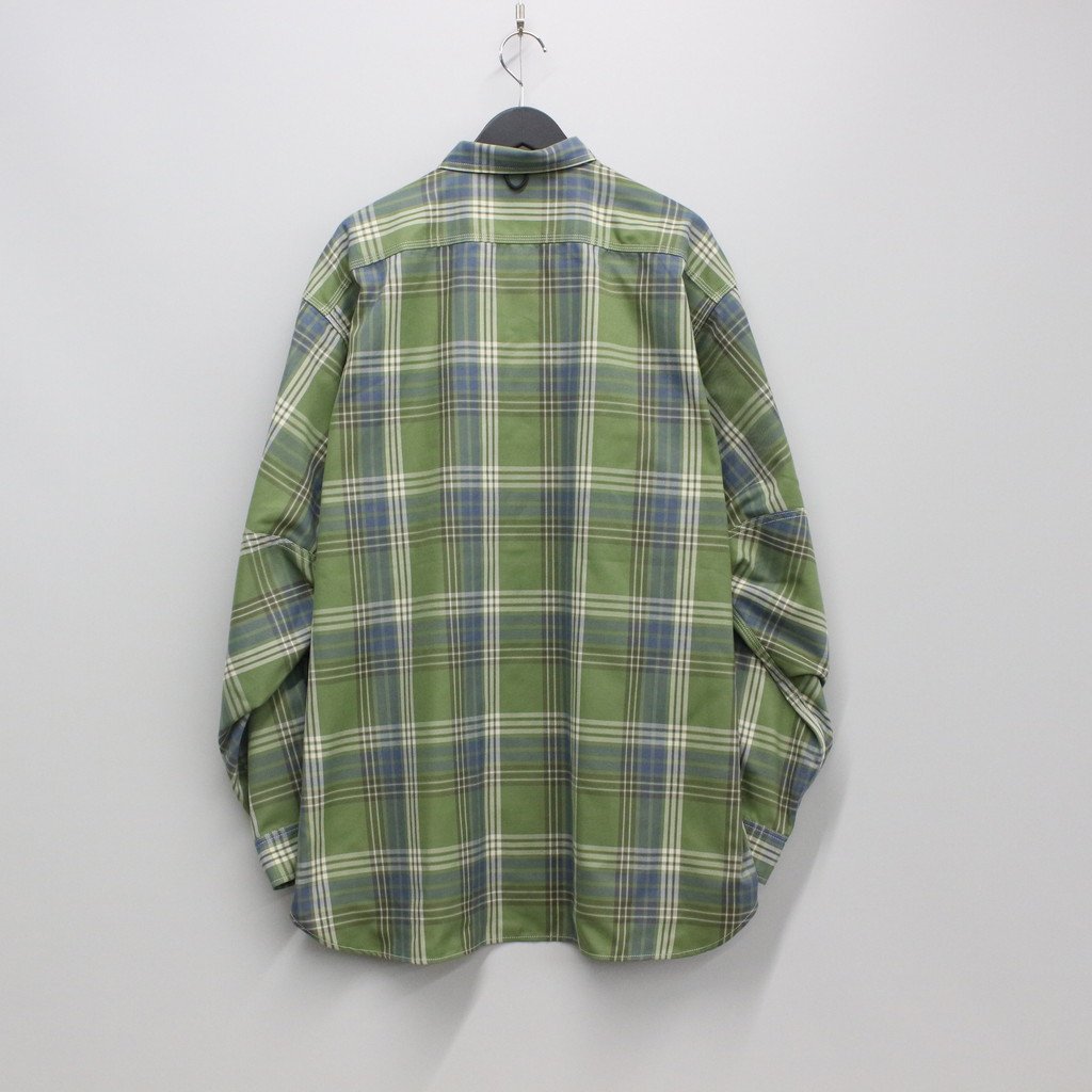 TECH ELBOW PATCH WORK SHIRT FLANNEL #GREEN CHECK [BE-87023]