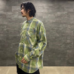 TECH ELBOW PATCH WORK SHIRT FLANNEL #GREEN CHECK [BE-87023]