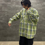 TECH ELBOW PATCH WORK SHIRT FLANNEL #GREEN CHECK [BE-87023]