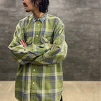 TECH ELBOW PATCH WORK SHIRT FLANNEL #GREEN CHECK [BE-87023]