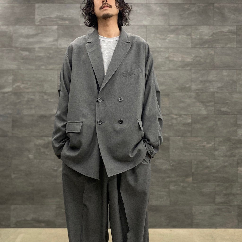 科技雙排扣外套#灰色 [BJ-53023]