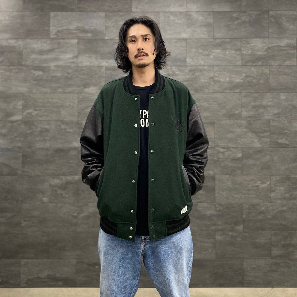 LEATHER VARSITY JACKET -TYPE 3- #D-GREEN [23SS-WMO-BL07]