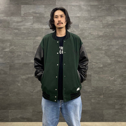 LEATHER VARSITY JACKET -TYPE 3- #D-GREEN [23SS-WMO-BL07]