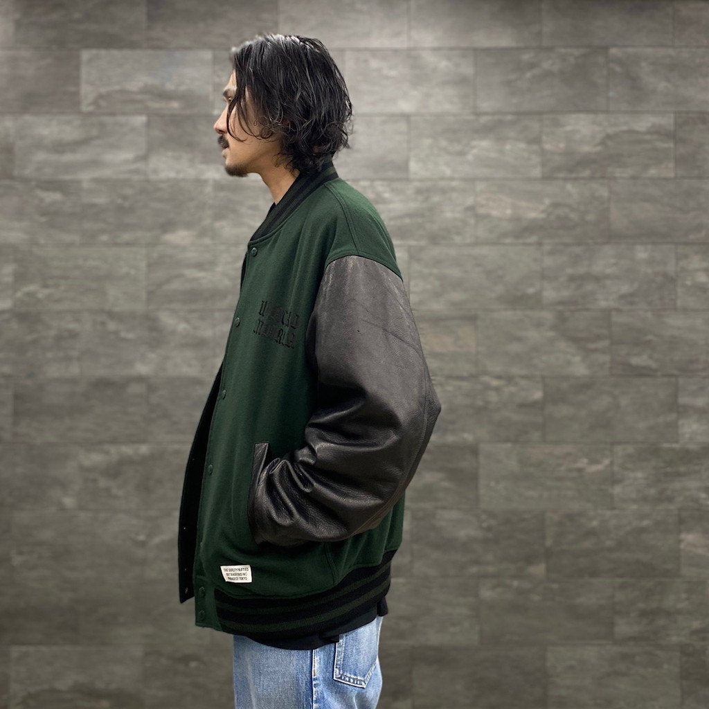 LEATHER VARSITY JACKET -TYPE 3- #D-GREEN [23SS-WMO-BL07]