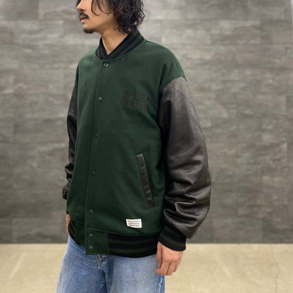 LEATHER VARSITY JACKET -TYPE 3- #D-GREEN [23SS-WMO-BL07]