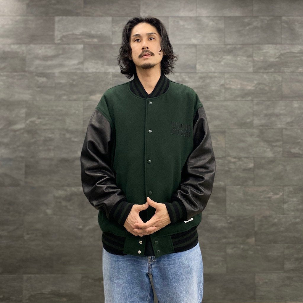 LEATHER VARSITY JACKET -TYPE 3- #D-GREEN [23SS-WMO-BL07]