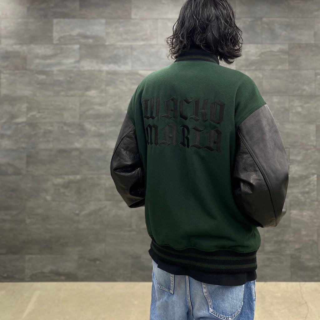 LEATHER VARSITY JACKET -TYPE 3- #D-GREEN [23SS-WMO-BL07]