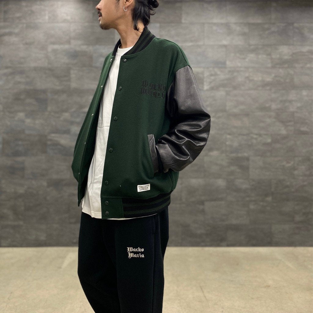 LEATHER VARSITY JACKET -TYPE 3- #D-GREEN [23SS-WMO-BL07]