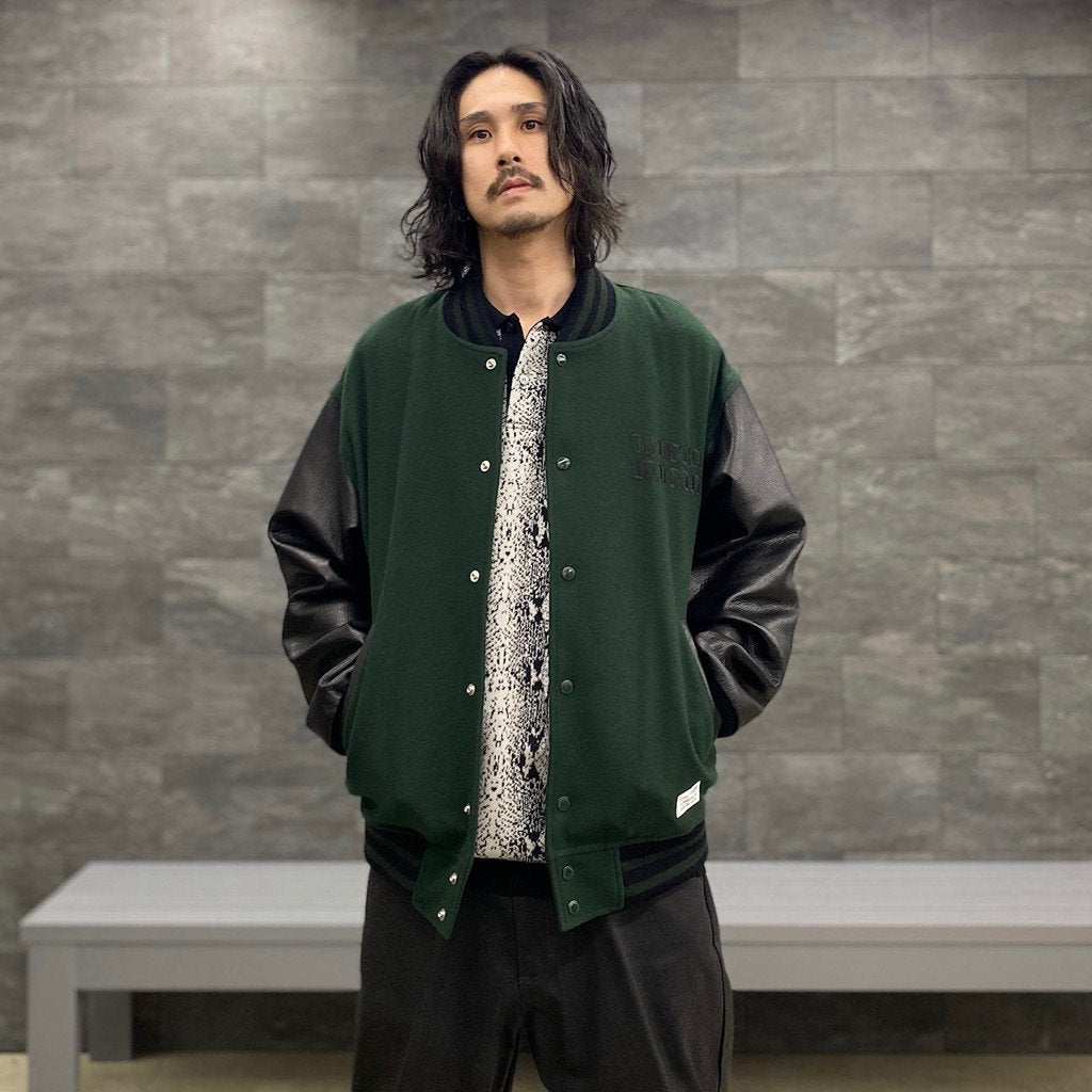 LEATHER VARSITY JACKET -TYPE 3- #D-GREEN [23SS-WMO-BL07]