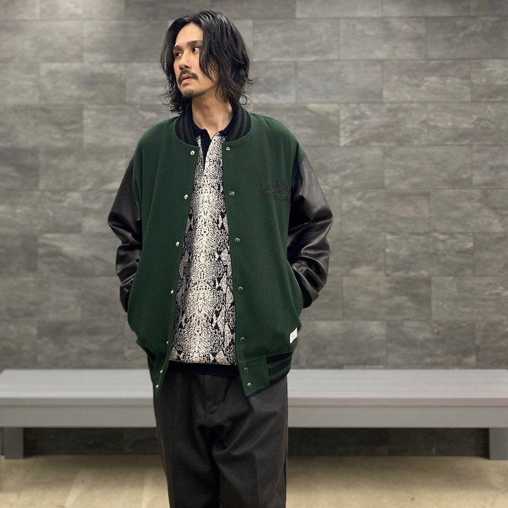 LEATHER VARSITY JACKET -TYPE 3- #D-GREEN [23SS-WMO-BL07]