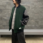LEATHER VARSITY JACKET -TYPE 3- #D-GREEN [23SS-WMO-BL07]