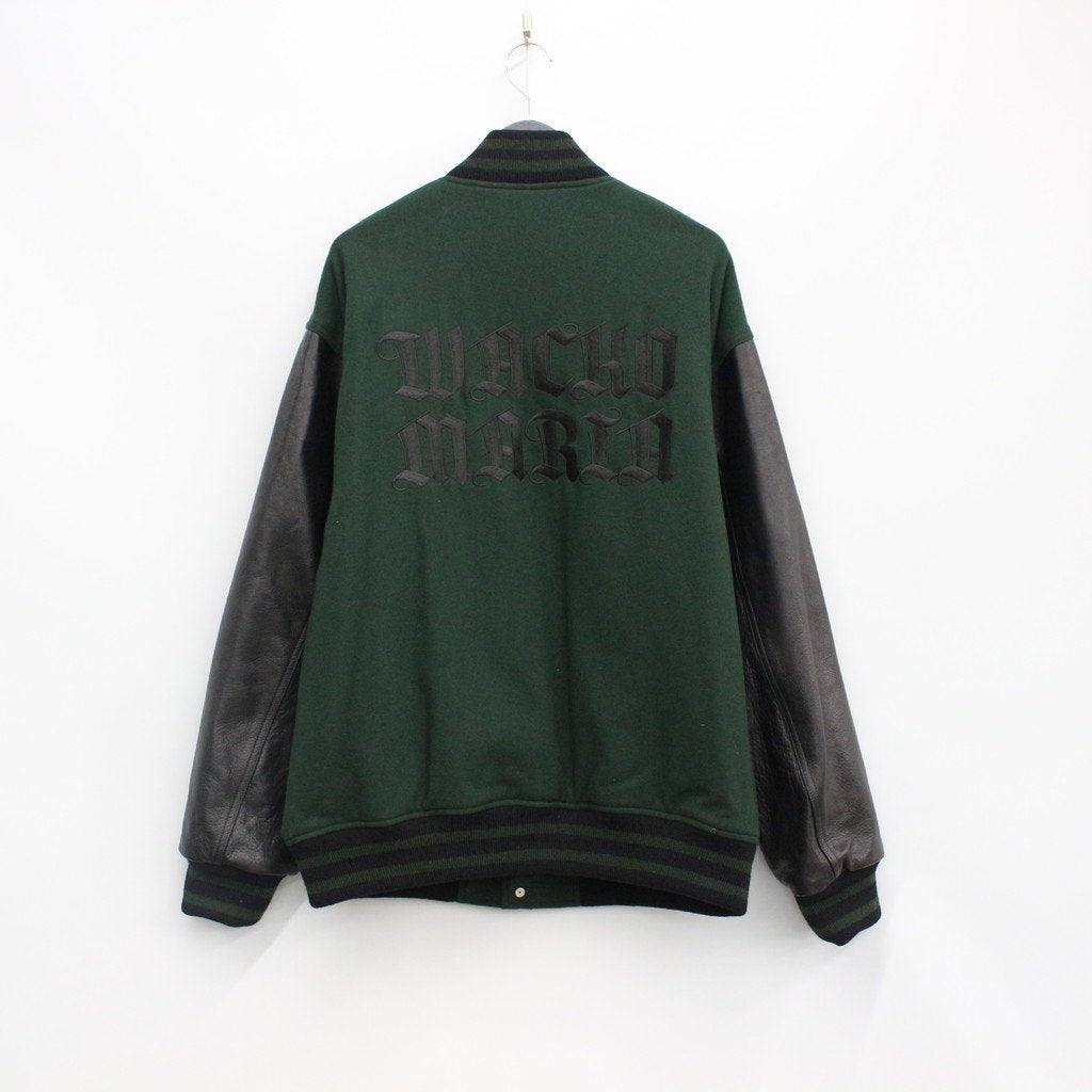LEATHER VARSITY JACKET -TYPE 3- #D-GREEN [23SS-WMO-BL07]