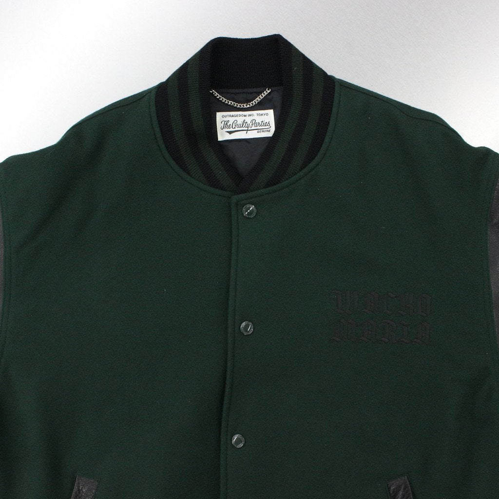 LEATHER VARSITY JACKET -TYPE 3- #D-GREEN [23SS-WMO-BL07]