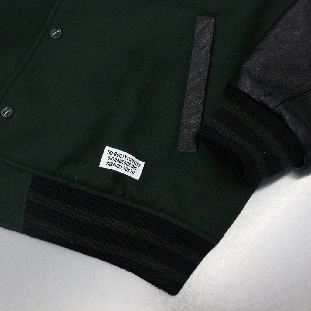 LEATHER VARSITY JACKET -TYPE 3- #D-GREEN [23SS-WMO-BL07]