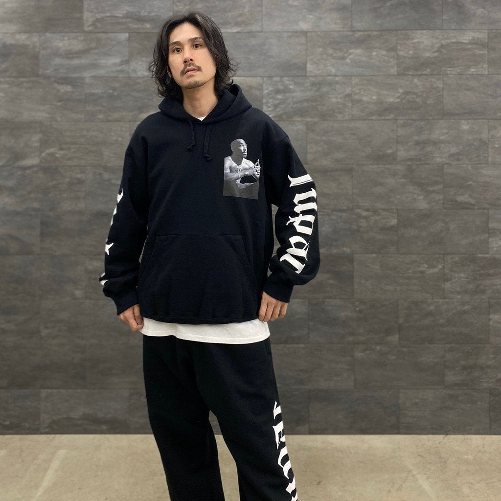 TUPAC | HEAVY WEIGHT PULLOVER HOODED SWEAT SHIRT -TYPE 1- #BLACK [TUPAC-WM-SS02]