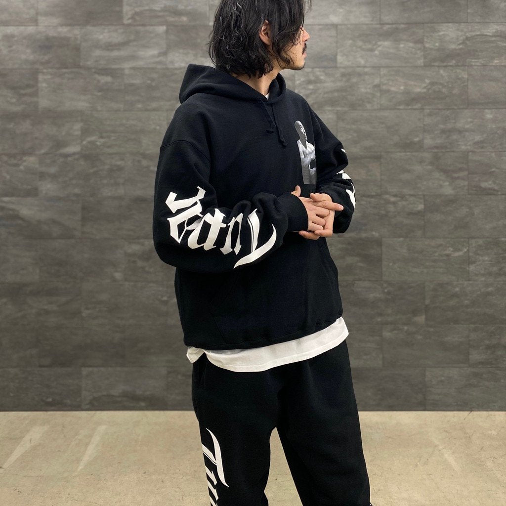 TUPAC | HEAVY WEIGHT PULLOVER HOODED SWEAT SHIRT -TYPE 1- #BLACK [TUPAC-WM-SS02]