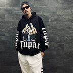 TUPAC | HEAVY WEIGHT PULLOVER HOODED SWEAT SHIRT -TYPE 1- #BLACK [TUPAC-WM-SS02]
