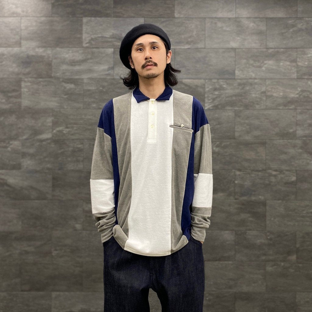 毛絨條紋襯衫#灰色 [SC2310-CT01]