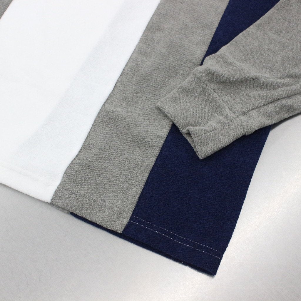 毛絨條紋襯衫#灰色 [SC2310-CT01]