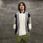 毛絨條紋襯衫#灰色 [SC2310-CT01]