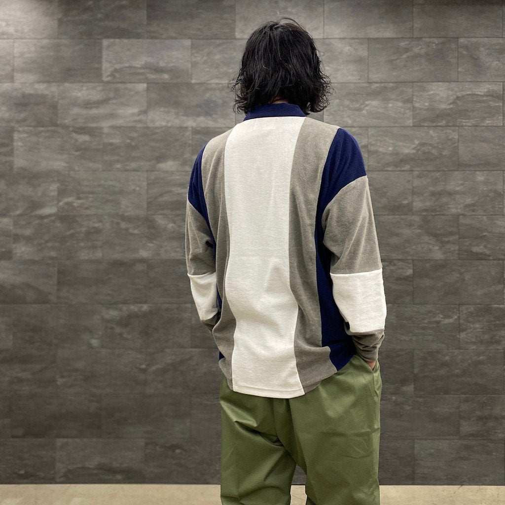 毛絨條紋襯衫#灰色 [SC2310-CT01]