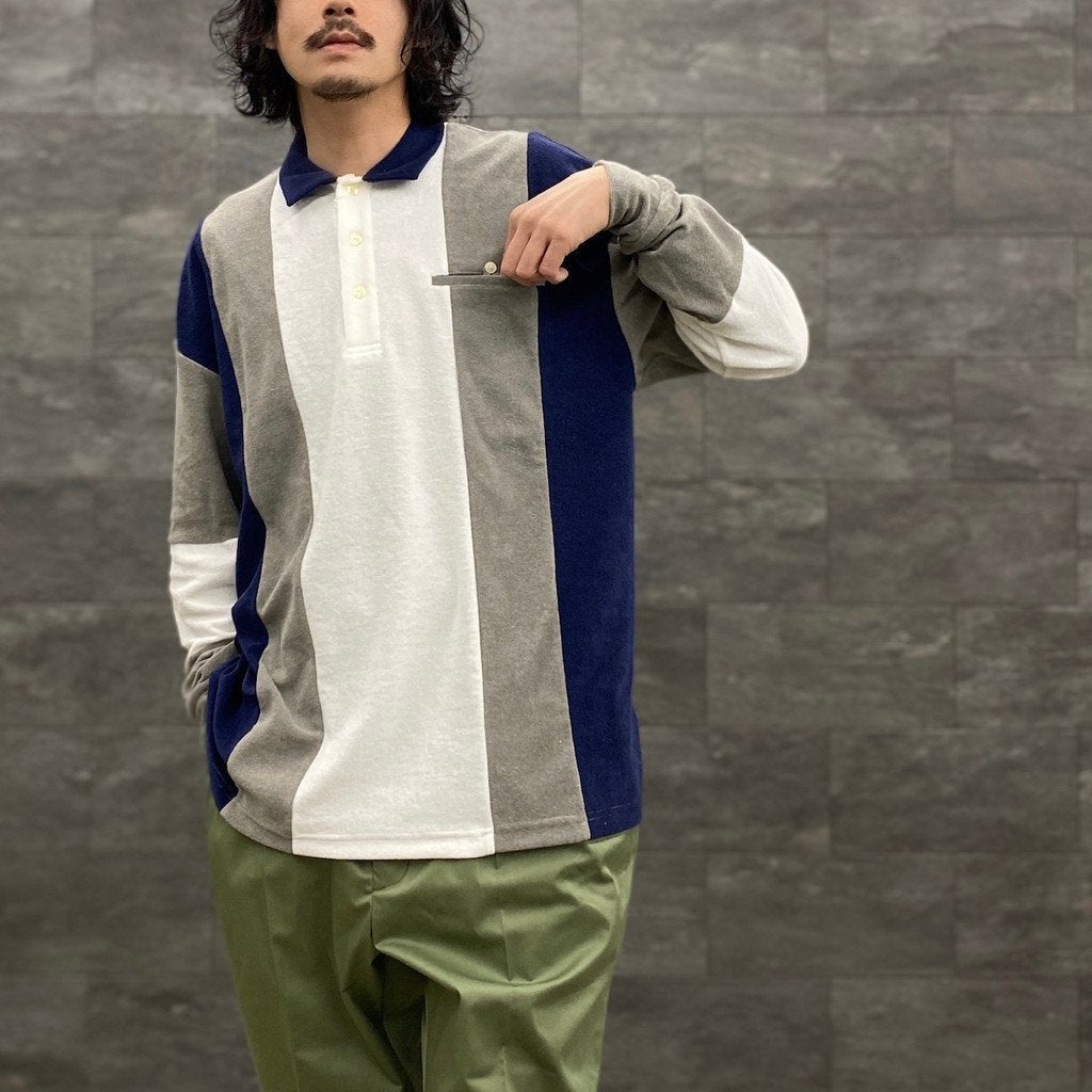 毛絨條紋襯衫#灰色 [SC2310-CT01]