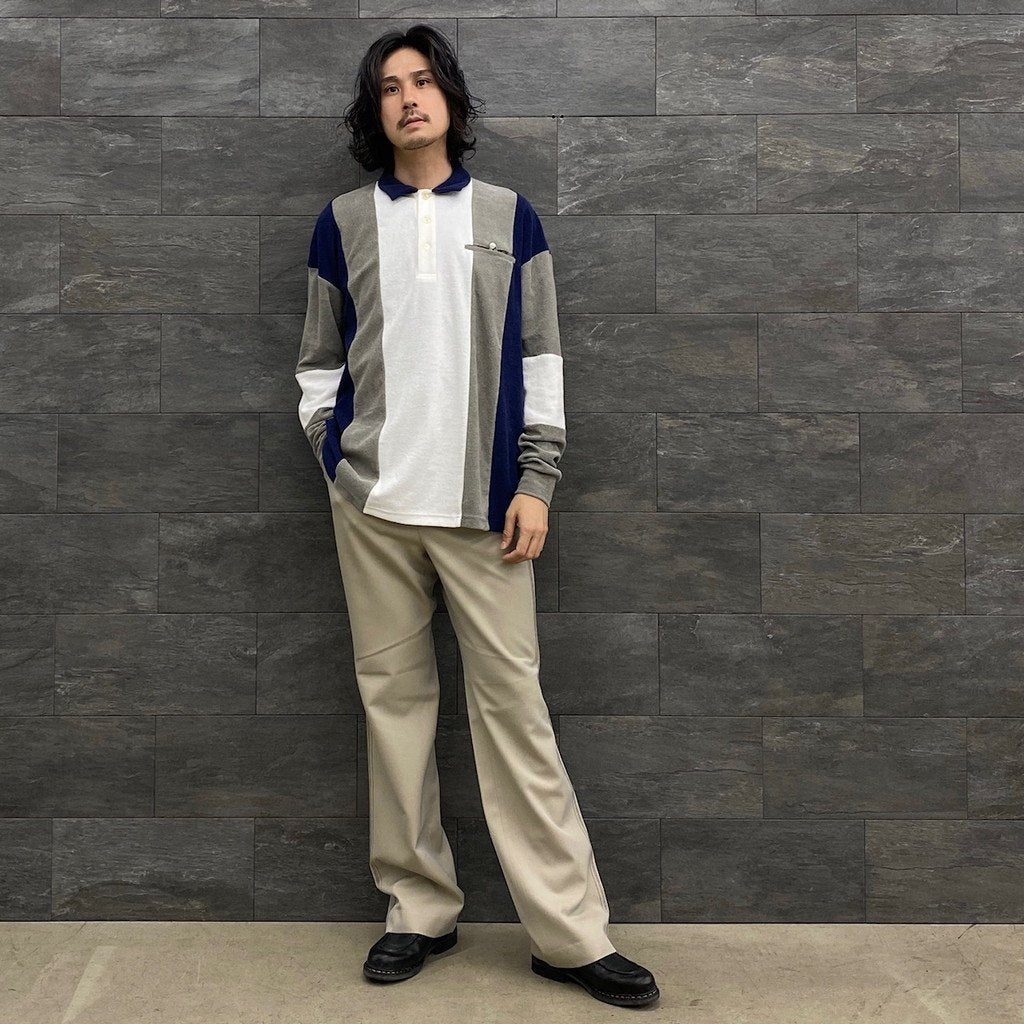 毛絨條紋襯衫#灰色 [SC2310-CT01]