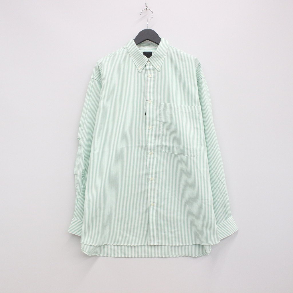 TECH BUTTON DOWN SHIRTS L/S OXFORD #GREEN STRIPE [BE-86023]