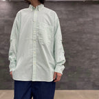 TECH BUTTON DOWN SHIRTS L/S OXFORD #GREEN STRIPE [BE-86023]