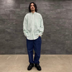 TECH BUTTON DOWN SHIRTS L/S OXFORD #GREEN STRIPE [BE-86023]