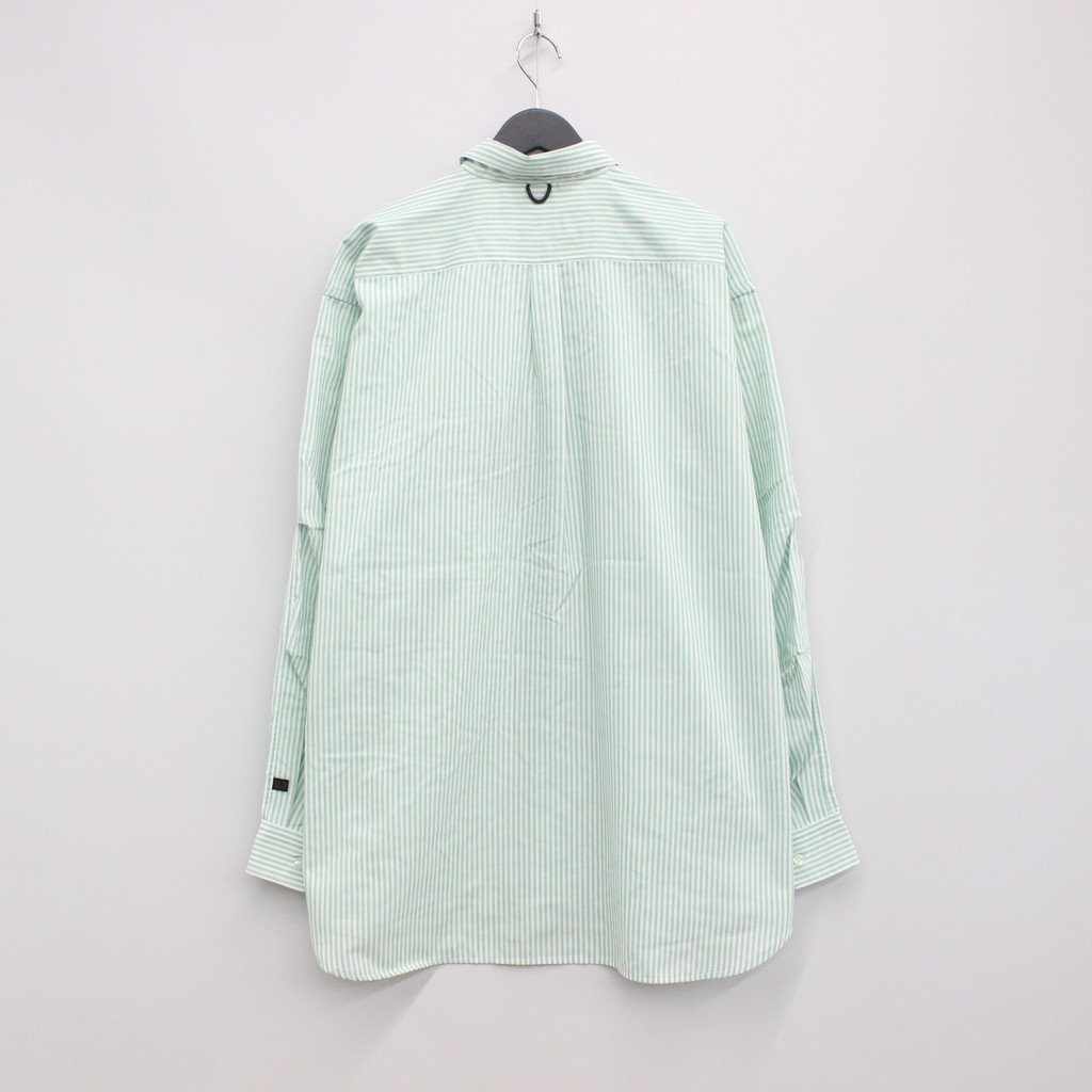 TECH BUTTON DOWN SHIRTS L/S OXFORD #GREEN STRIPE [BE-86023]