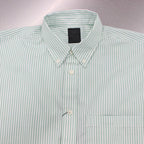 TECH BUTTON DOWN SHIRTS L/S OXFORD #GREEN STRIPE [BE-86023]