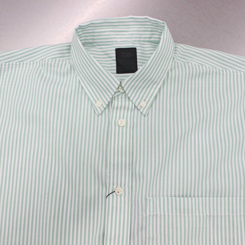 TECH BUTTON DOWN SHIRTS L/S OXFORD #GREEN STRIPE [BE-86023]