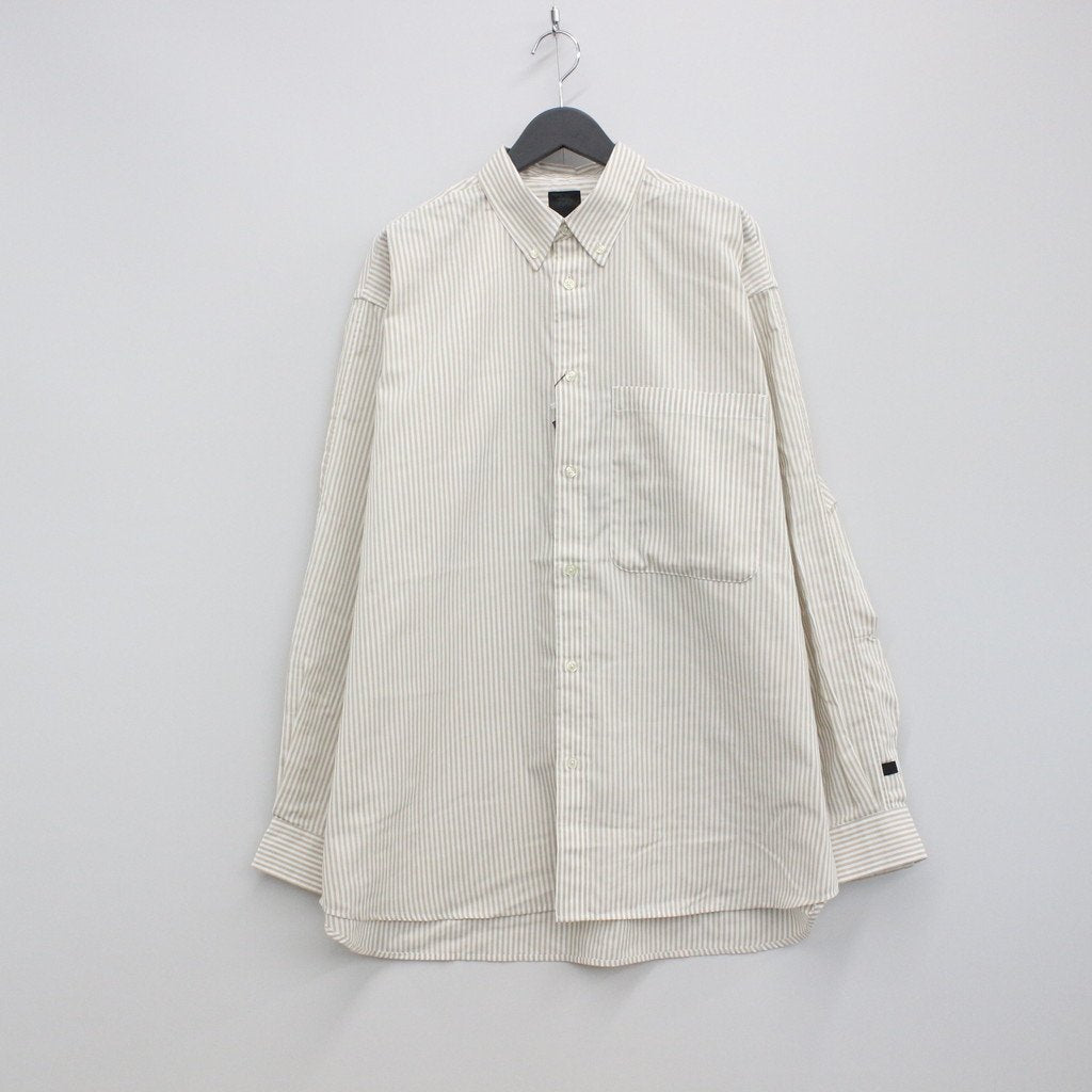TECH BUTTON DOWN SHIRTS L/S OXFORD #BEIGE STRIPE [BE-86023]