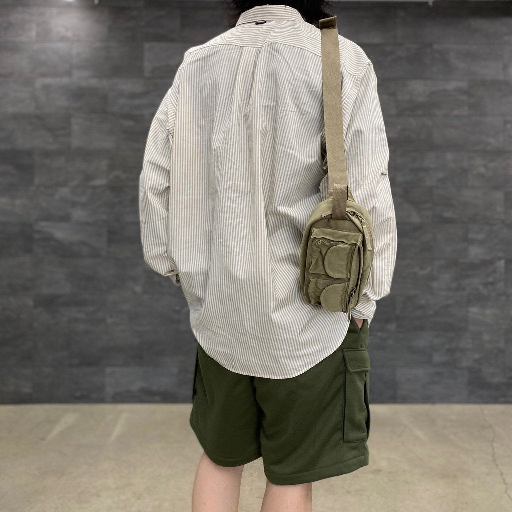 TECH BUTTON DOWN SHIRTS L/S OXFORD #BEIGE STRIPE [BE-86023]