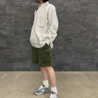 TECH BUTTON DOWN SHIRTS L/S OXFORD #BEIGE STRIPE [BE-86023]