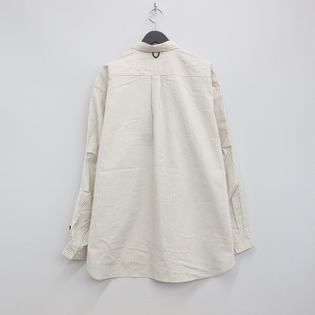 TECH BUTTON DOWN SHIRTS L/S OXFORD #BEIGE STRIPE [BE-86023]
