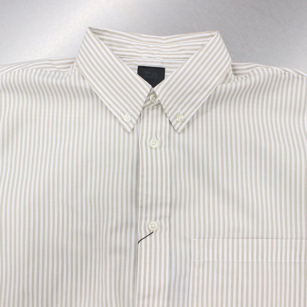 TECH BUTTON DOWN SHIRTS L/S OXFORD #BEIGE STRIPE [BE-86023]