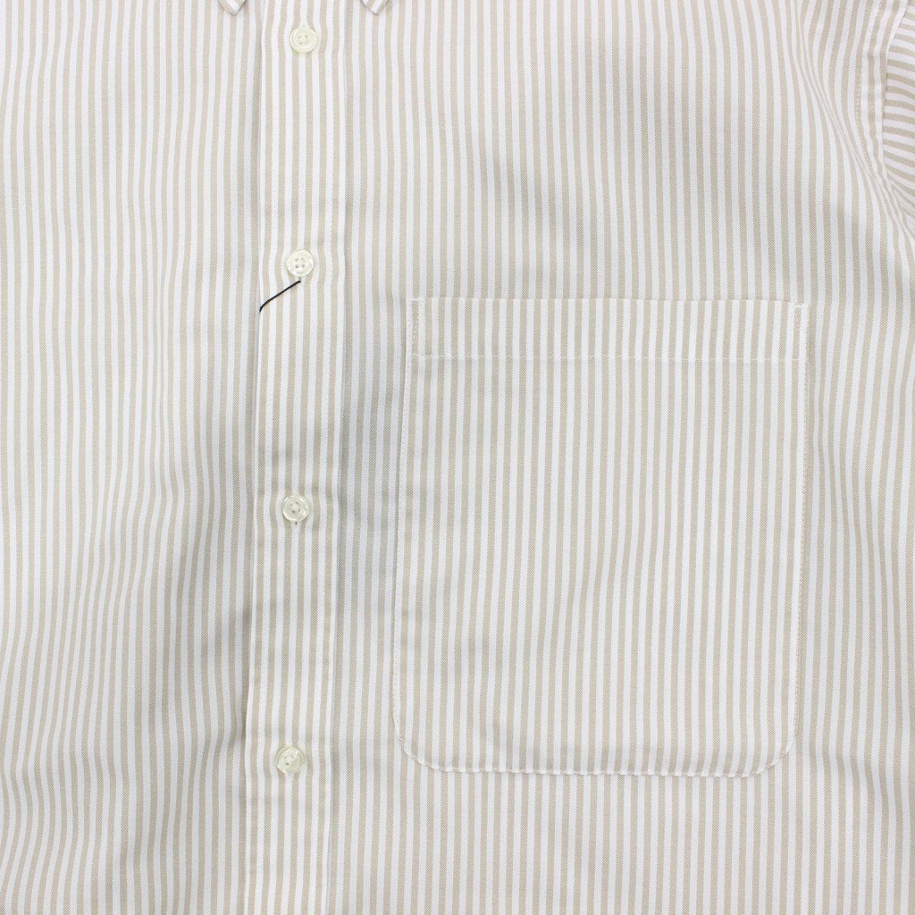 TECH BUTTON DOWN SHIRTS L/S OXFORD #BEIGE STRIPE [BE-86023]
