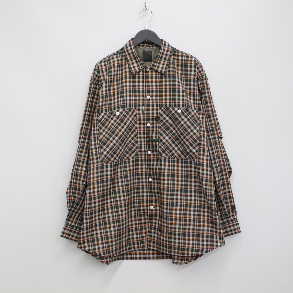 TECH CAMP-COLLAR SHIRTS JACKET #GREEN CHECK [BE-81023]